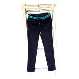 Cat & Jack size 7 jegging.  Indigo wash w/blue stripe band & drawstring.